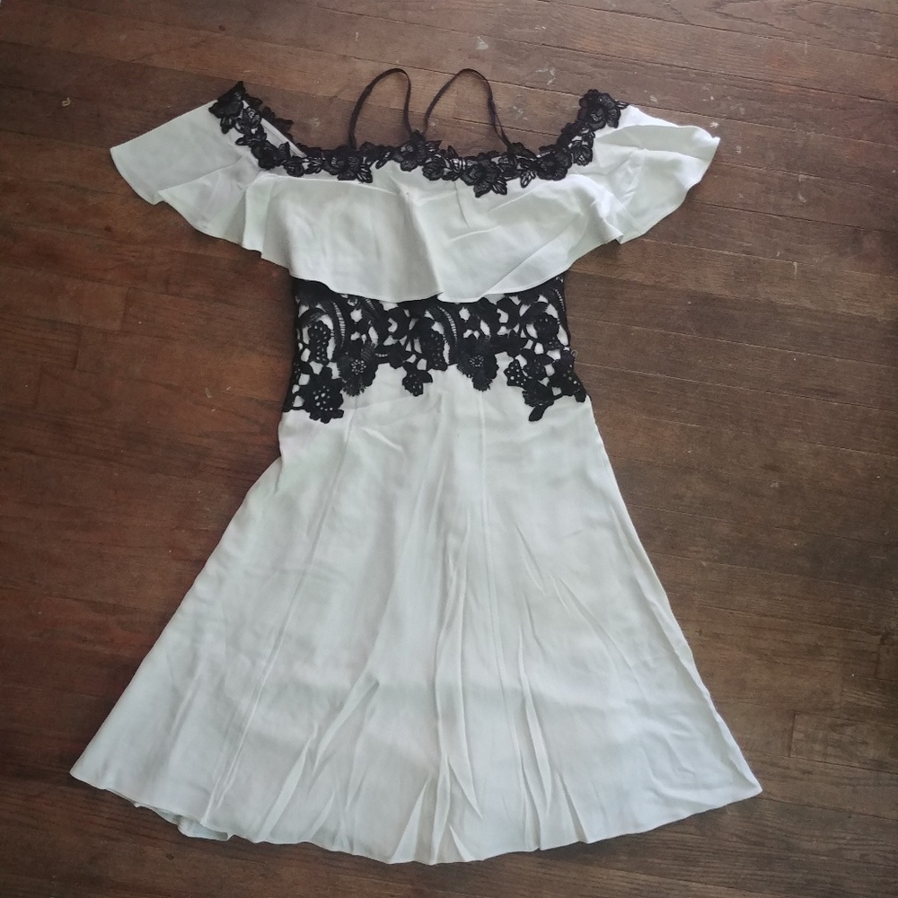 Karen Millen White & Black boho lace strap dress